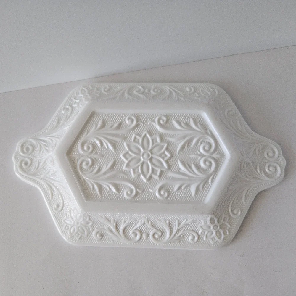 Vtg Indiana Milk Glass Tiara Cream and Sugar Set with Tray 